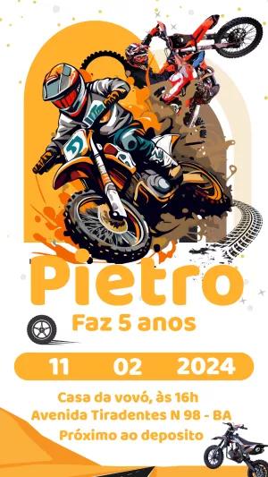 Convite Aniversário Motocross Radical para Editar Online