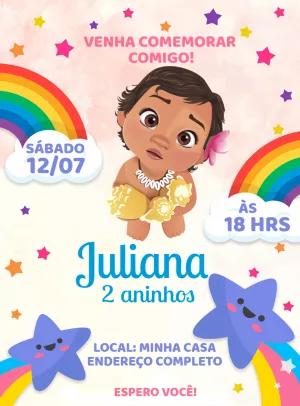 Convite de Aniversário Moana Baby para Editar Online
