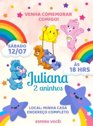 Convite de Aniversário Ursinhos Carinhosos para Editar Online