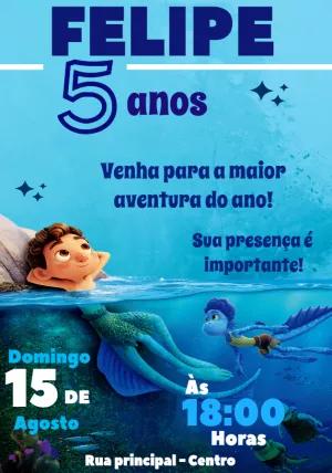 Convite de Aniversário Luca com Personagens para Editar Online