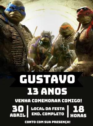 Convite de Aniversário Tartarugas Ninja para Editar Online
