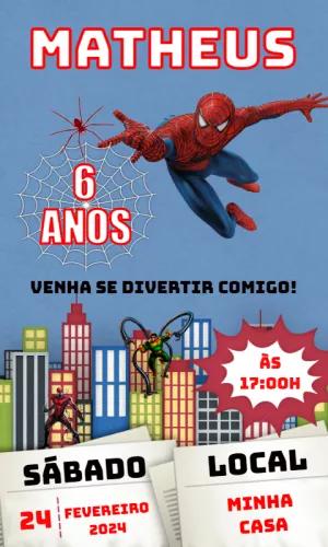Convite Aniversário Homem Aranha para Editar Online