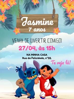 Convite de Aniversário Lilo e Stitch para Editar Online