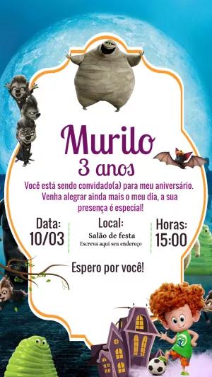 Convite Aniversário Hotel Transylvania com Personagens para Editar