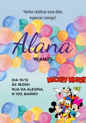 Convite Aniversário A Turma do Mickey para Editar Online