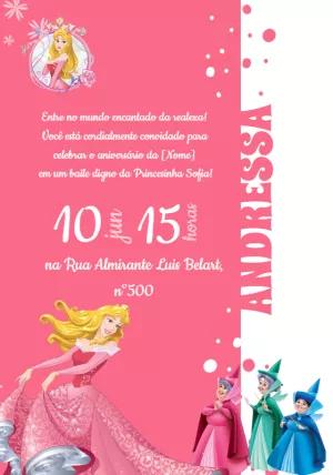 Convite Aniversário Princesa Aurora para Editar Online