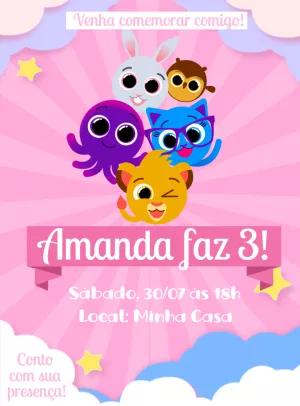 Convite de Aniversário Bolofofos com Personagens para Editar