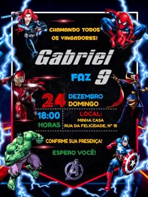 Convite de Aniversário Vingadores para Editar Online