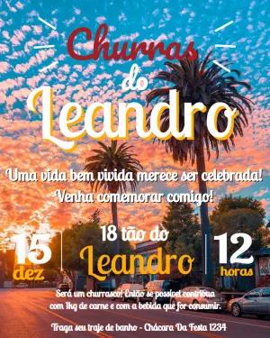 Convite Aniversário Tardezinha com Churrasco para Editar Online