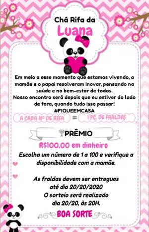 Convite Chá Rifa Panda Menina para Editar Online