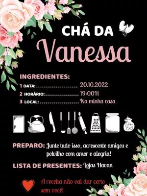 Convite Chá de Cozinha Floral e Moderno para Editar Online
