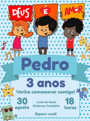 Convite Aniversário Três Palavrinhas com Personagens para Editar