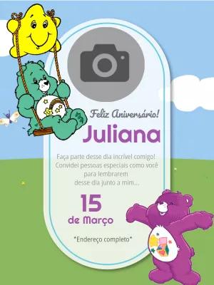 Convite Ursinhos Carinhosos com Foto para Editar Online