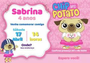 Convite Aniversário Chip and Potato para Editar Online