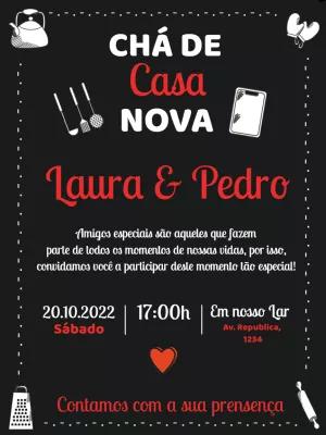 Convite Chá de Casa Nova Estilo Lousa para Editar Online
