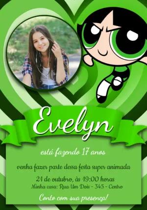 Convite Aniversário Docinho Meninas Super Poderosas com Foto para Editar