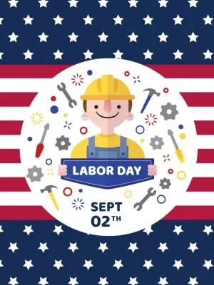 Labor Day Poster with Worker Illustration to Edit Online