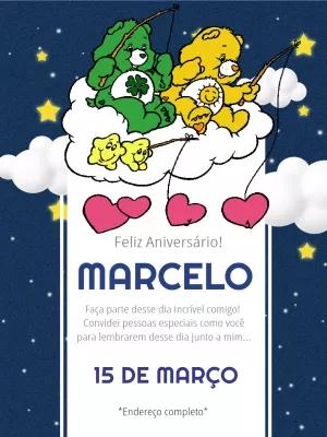 Convite Ursinhos Carinhosos Aniversário para Editar Online