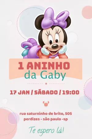 Convite de Aniversário Minnie Baby para Editar Online