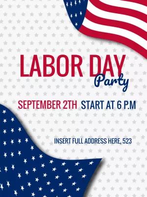Editable Labor Day Party Invitation with US Flag to Customize