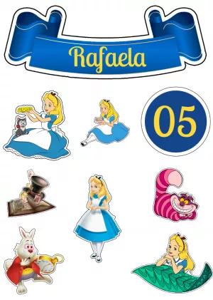 Topo de Bolo Alice no País das Maravilhas para Editar Online