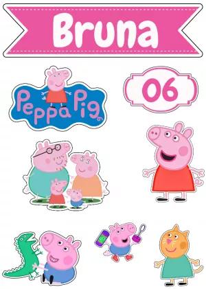 Topo de Bolo Peppa Pig para Festa Infantil Editável Online