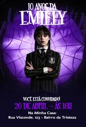Convite Aniversário Wandinha Addams Editável Online