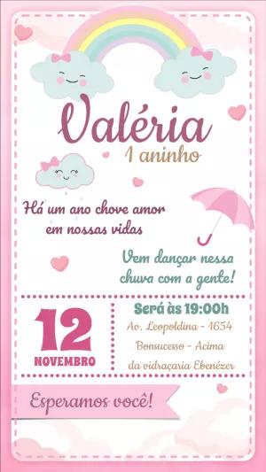 Convite Aniversário Chuva de Amor para Editar Online