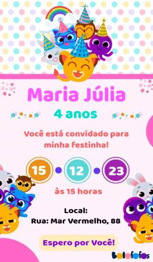 Convite de Aniversário Bolofofos para Editar Online