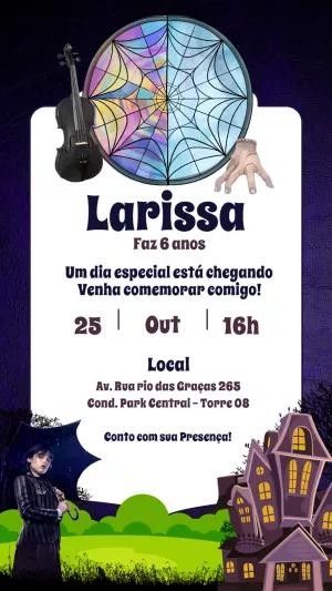 Convite de Aniversário Wandinha Addams para Editar Online