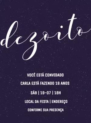 Convite de 18 Anos Roxo Minimalista para Editar Online