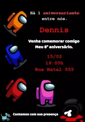 Convite de Aniversário Among Us com Tripulantes para Editar