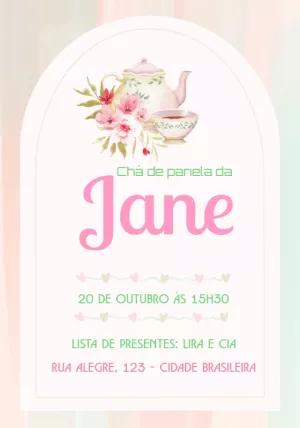 Convite Chá de Panela Floral Delicado para Editar Online