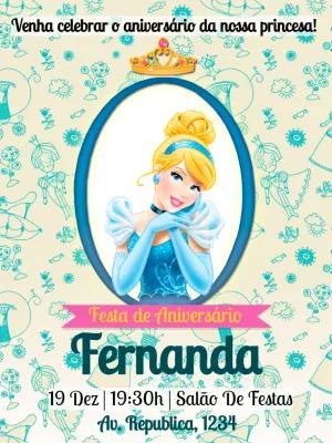 Convite Aniversário Cinderela Princesa para Editar Online