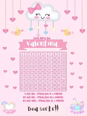 Chá Rifa Chuva de Amor com Nuvem Fofa para Editar Online