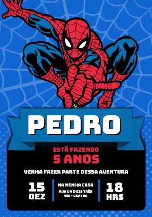 Convite Aniversário Homem Aranha para Editar Online