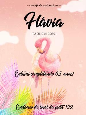 Convite de Aniversário Flamingo Tropical para Editar Online
