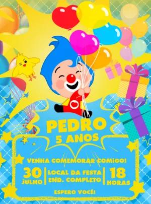 Convite de Aniversário Plim Plim para Editar Online