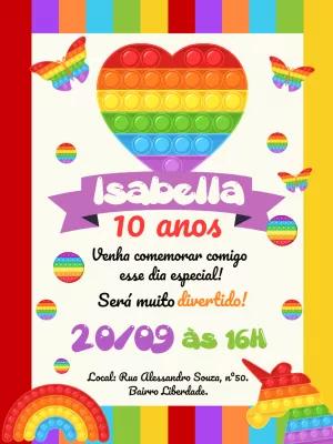 Convite de Aniversário Pop It Coração para Editar Online