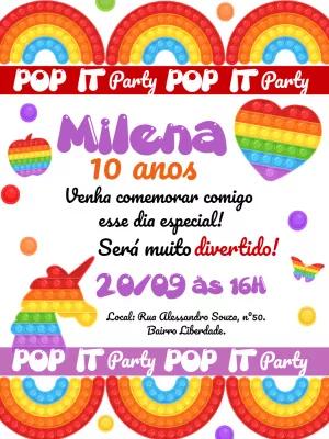 Convite de Aniversário Pop It Fidget Toys para Editar Online