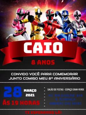 Convite de Aniversário Power Rangers para Editar Online