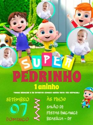 Convite Aniversário Super Jojo com Foto para Editar Online