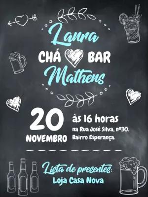 Convite Chá Bar Estilo Quadro Negro para Editar Online
