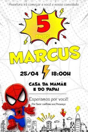 Convite Aniversário Homem Aranha para Editar Online