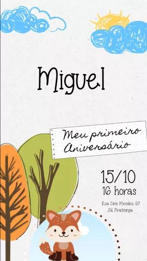Convite de Aniversário Raposa no Bosque para Editar Online