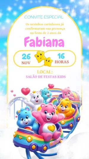 Convite Aniversário Ursinhos Carinhosos para Editar Online