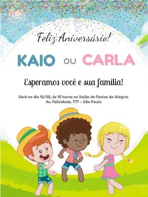 Convite de Aniversário Mundo Bita com Personagens para Editar