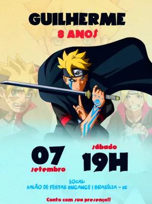 Convite de Aniversário Tema Boruto para Editar Online