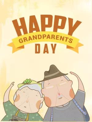 Happy Grandparents' Day Post with Cartoon Couple to Edit