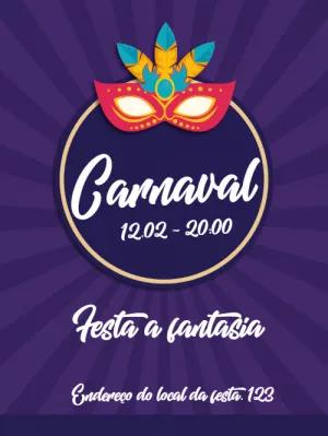 Convite de Carnaval com Máscara Colorida para Editar Online